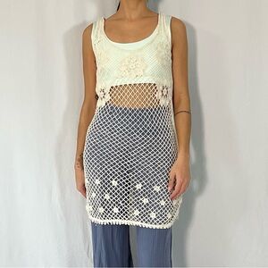 Hem & Thread Crochet Scoop Neck Sleeveless Swim Cover Up